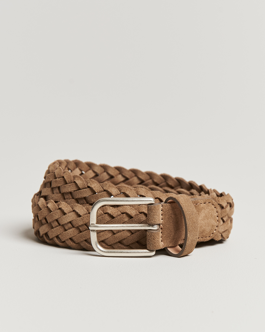Anderson's Woven Suede Belt 3 cm Beige