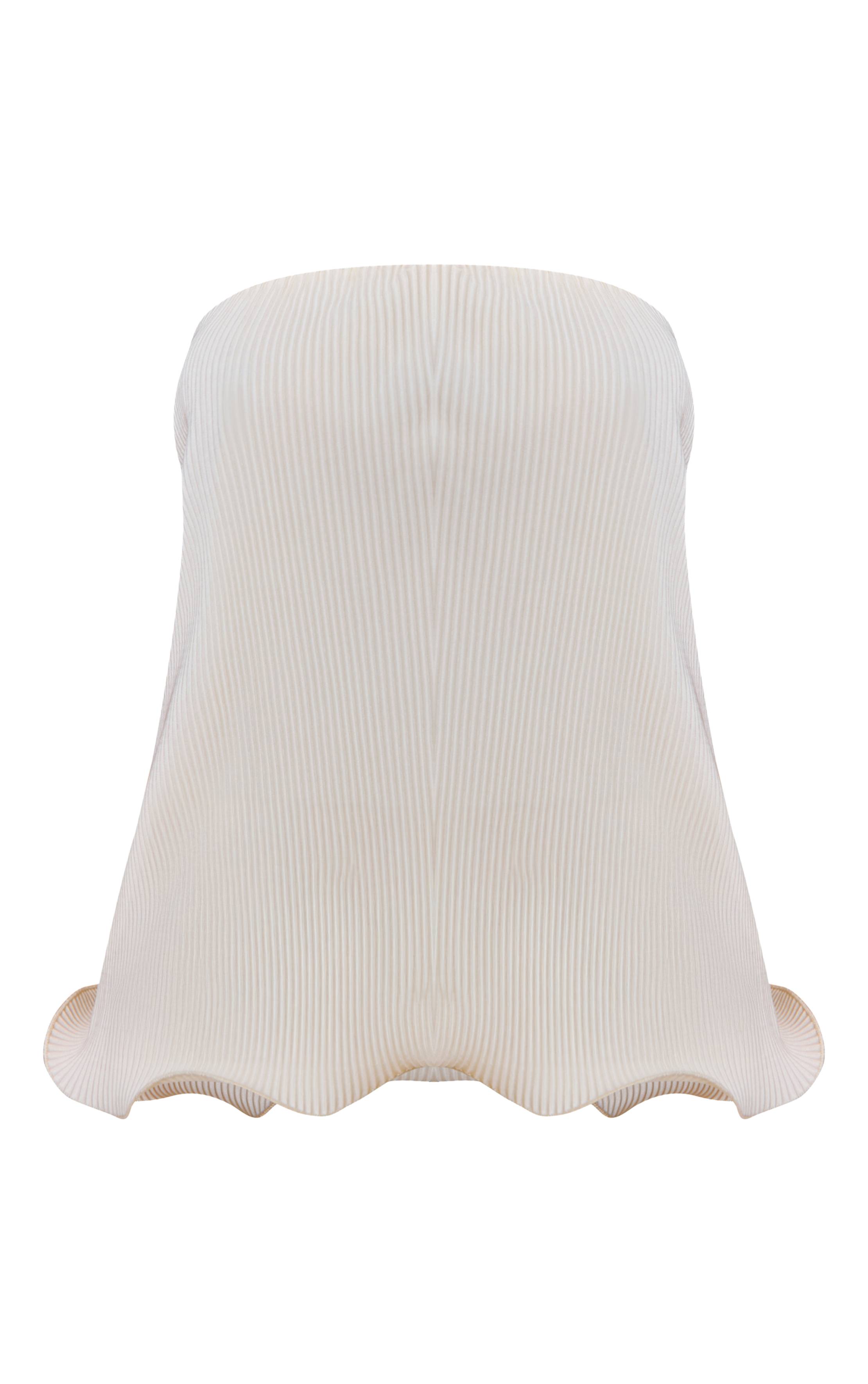 Crème Haut Bandeau À Bord Plissé Et Volants Petite