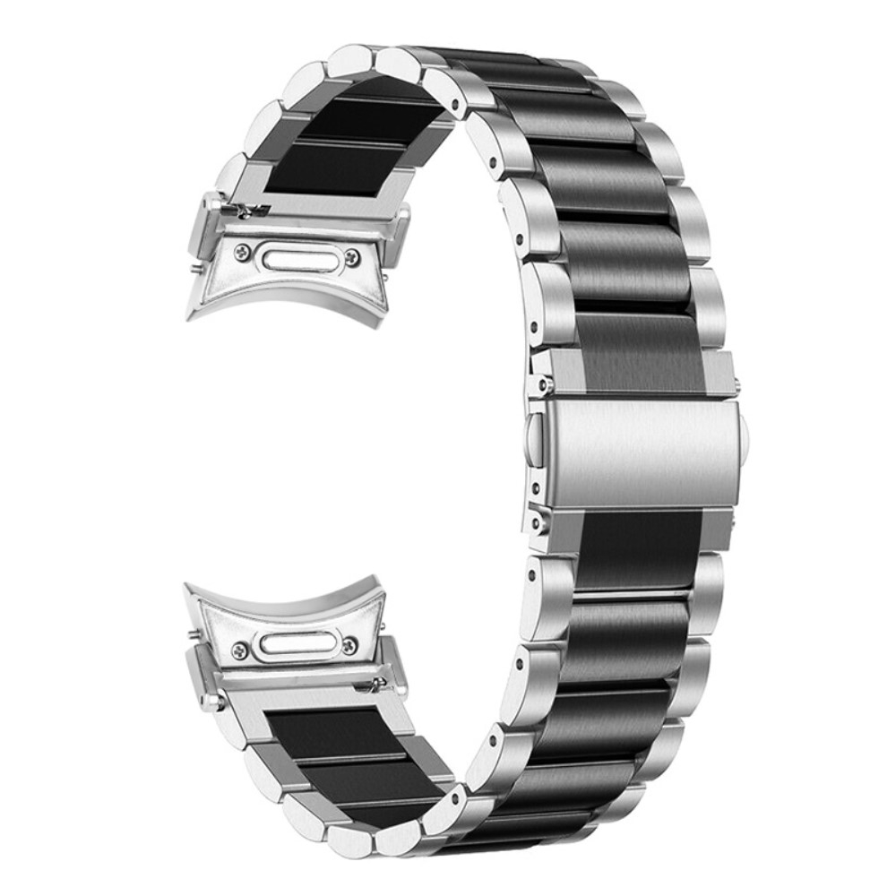 Samsung Galaxy Watch 7 (44mm) Edelstahl Armband mit Doppel Butterfly-Verschluss (Gelenkumfang: 240 mm) - Silber / Schwarz