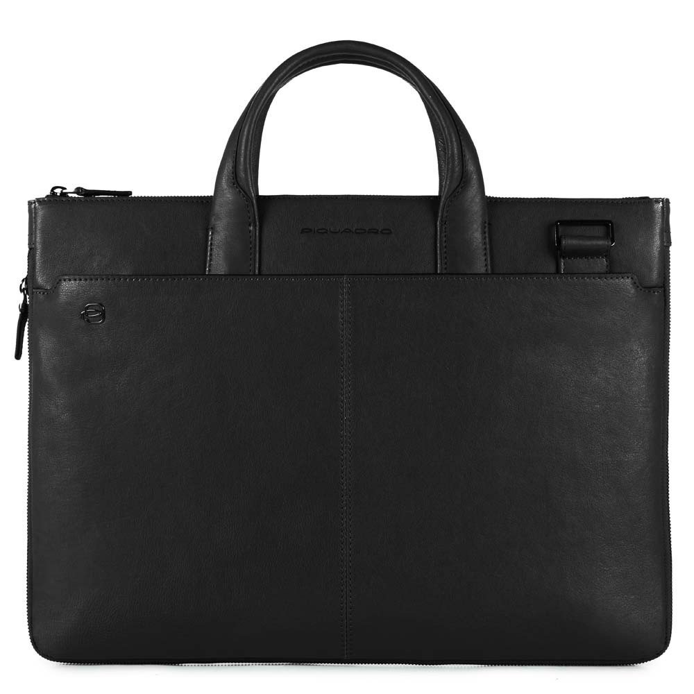 Piquadro Black Square Small Expandable Computer Bag 15.6