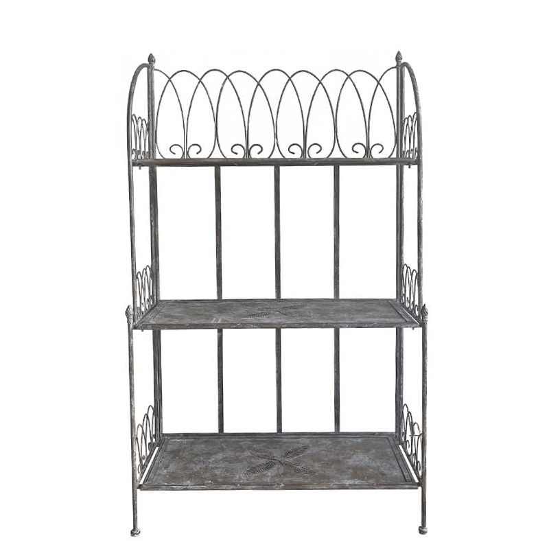 Etagère en fer gris arabesque 67x33x114cm