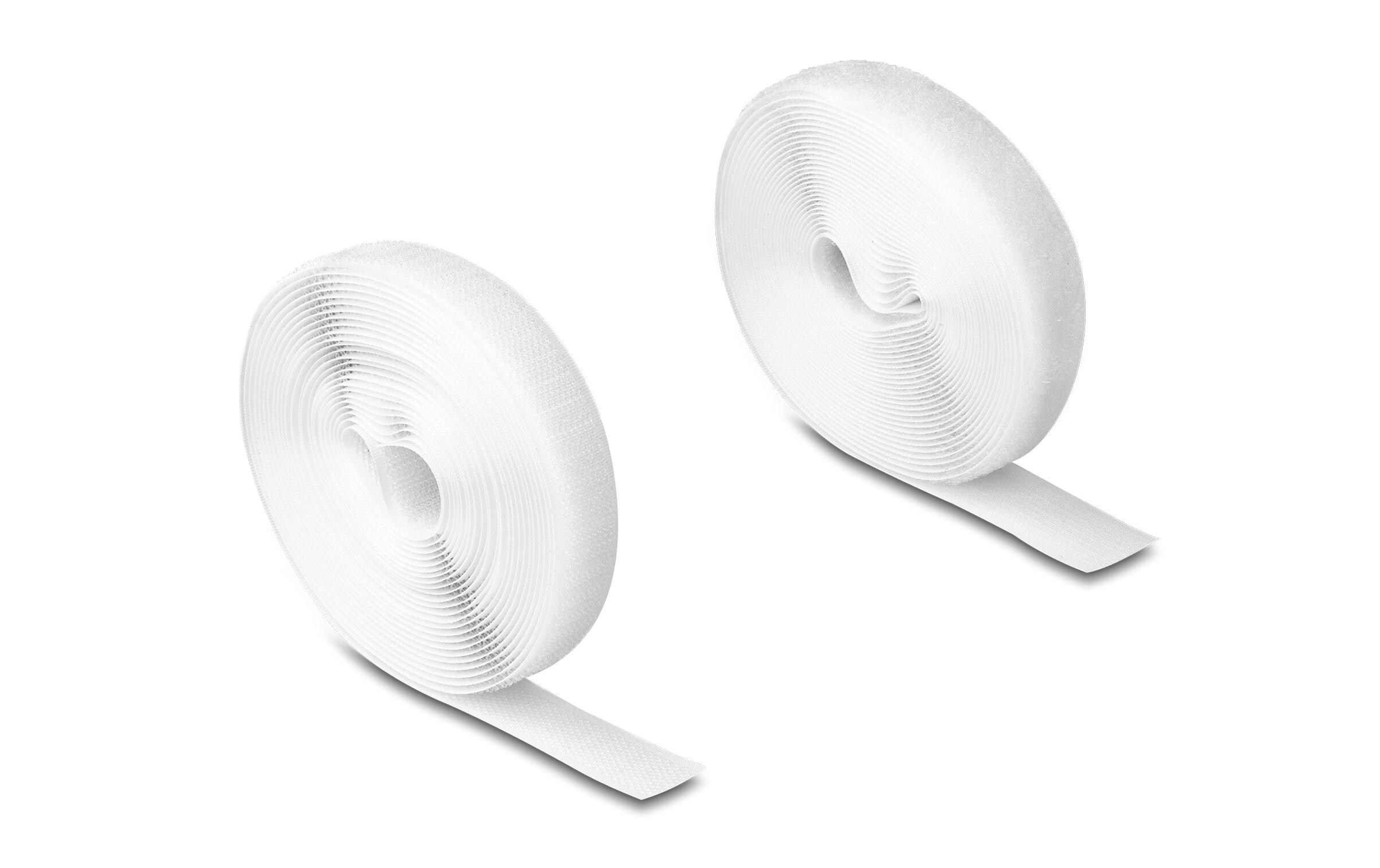 Klettband 5 m x 20 mm mit Haft- und Flauschband WeissDelock Strapazierfähiges Klettband mit Haft- und Flauschband L 5 m x B 20 mm weiss