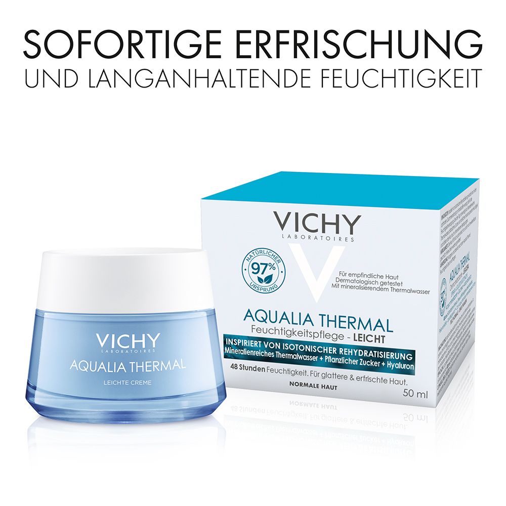 Vichy AQUALIA THERMAL Leichte Feuchtigkeitspflege für normale bis trockene Haut + Mineral 89 72h Cream 15ml GRATIS