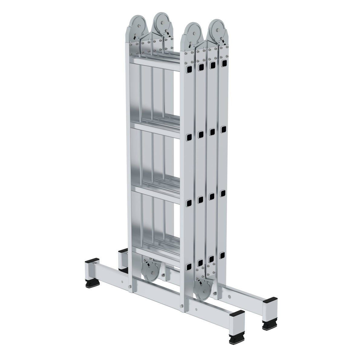 PROREGAL Multifunctionele ladder, 4-delig met dwarsbalk, 4 x 4 sporten