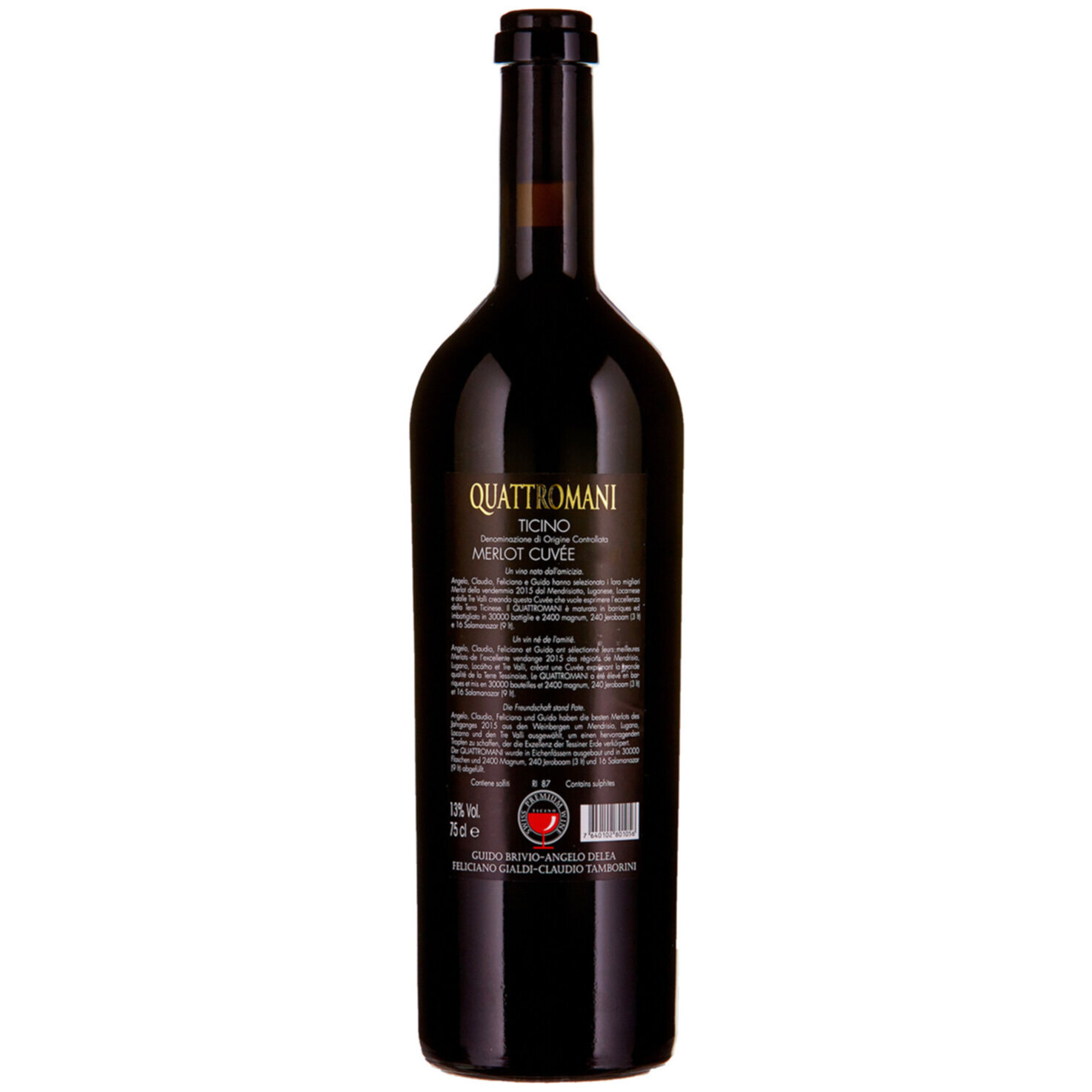 Ticino DOC Merlot Quattromani -75cl