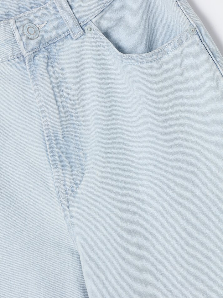 Calças culote jeans - Azul claro