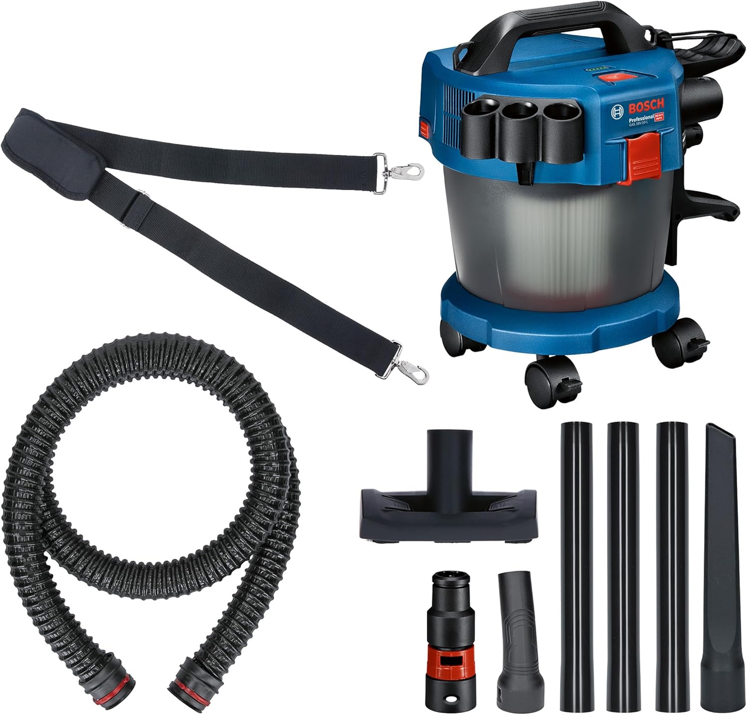 Bosch Professional 18V System Industriestaubsauger GAS 18V-10 L (inkl. 1,6 m Schlauch, 3 Verlängerungsrohre, ohne Akku/Ladegerät)