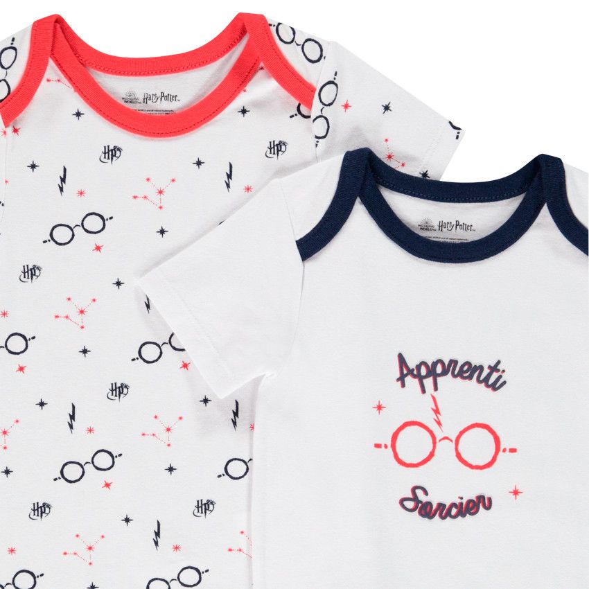 Lot de 2 bodies manches courtes Harry Potter pour bébé garçon - Blanc