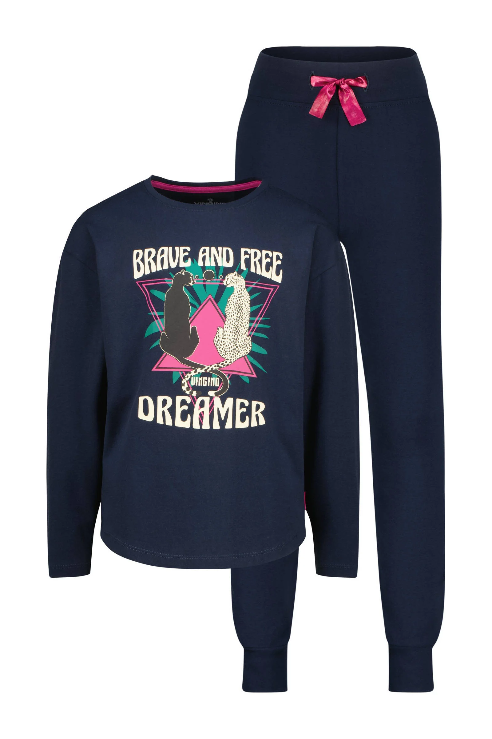Vingino pyjama Wayra met printopdruk donkerblauw