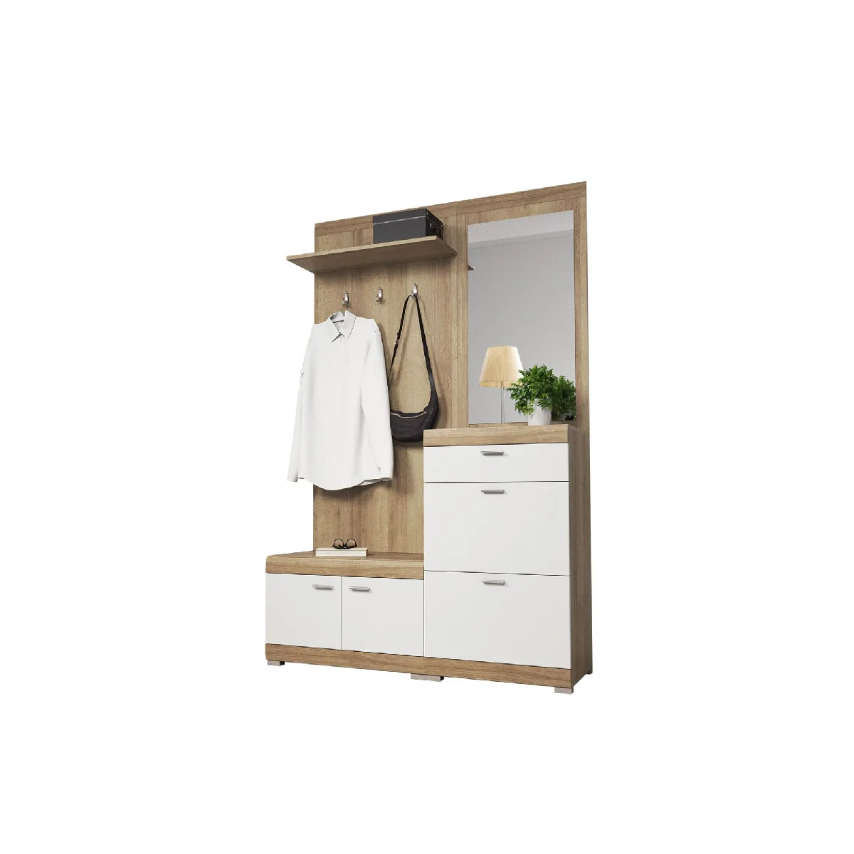 BESTMOBILIER Meuble d'Entrée Thea Bois/Blanc