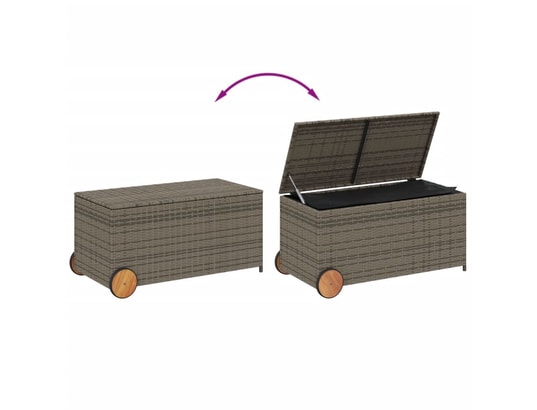 VIDAXL - Coffre Boîte de rangement de jardin et roues gris 190l résine tress...