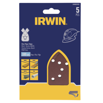 Irwin schuurvel voor Bosch Primo en B+D Mouse zelfklevend K180, 5 stuks