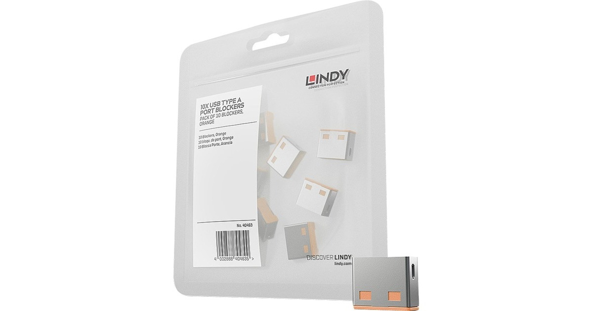 LindyUSB Port Blocker diefstalbeveiliging  (Oranje, 10-pack)