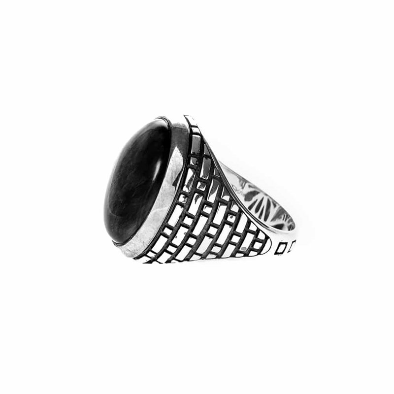 Bague Homme Argent Onyx oeil Noir