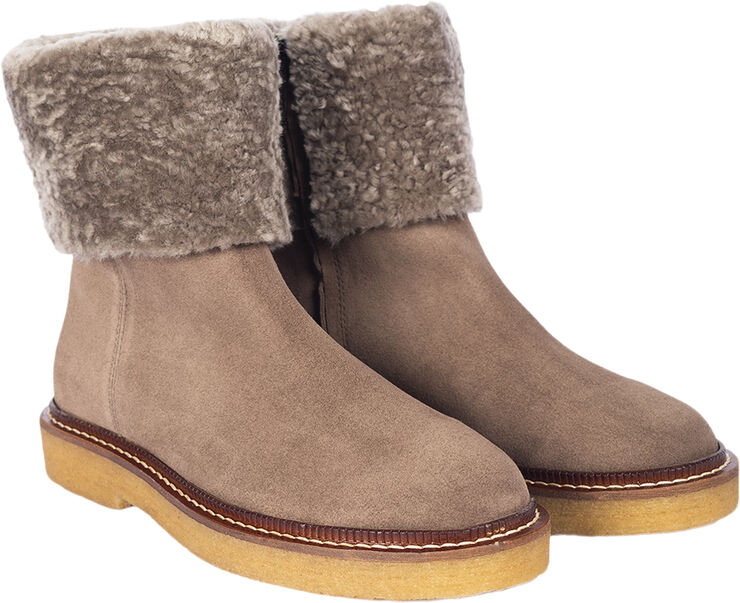 ANGULUS Ruskindsstøvle med blødt lammeuldsf 1780/2994 taupe/taupe