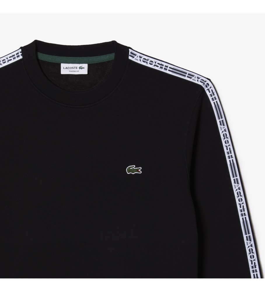 Moletom Lacoste de flanela com logo listrado preto