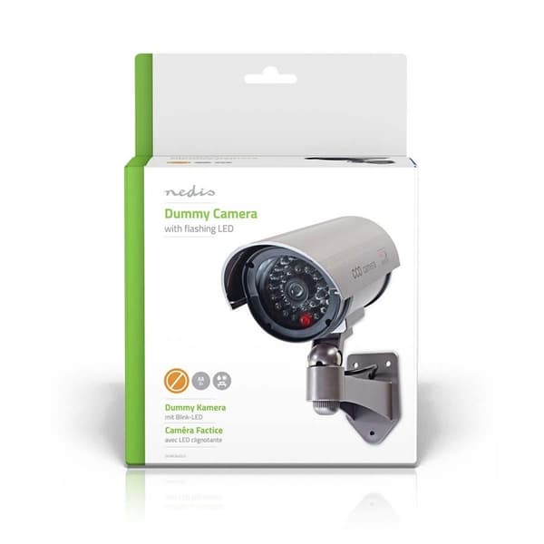 Nedis Dummy Security Camera | Kule | IP44 | Batteri drevet | Utendørs | Inkludert veggoppheng | Grå