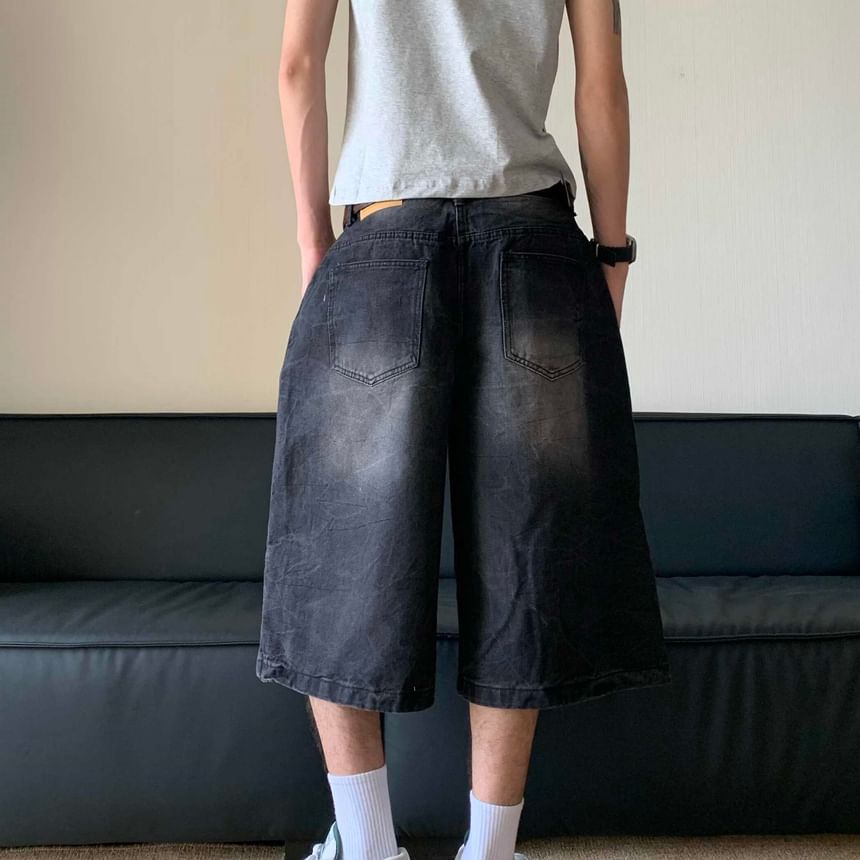 Adotuastic - Mid Rise Washed Denim Wijde Broek