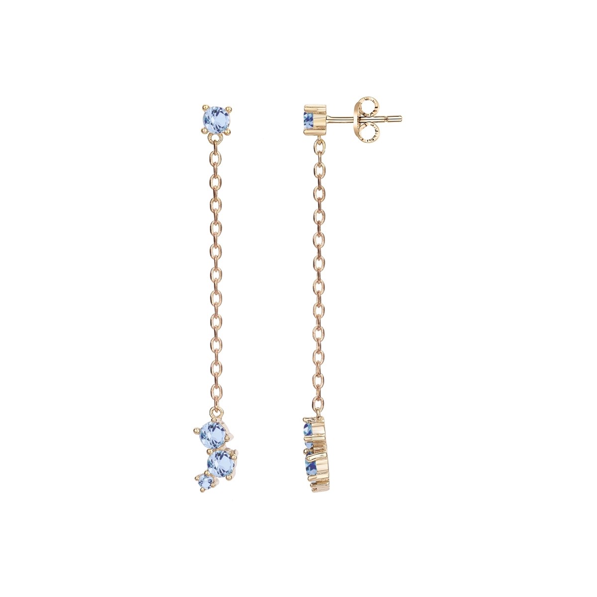 Boucles d'oreilles pendantes en Plaqué Or avec spinelle bleu topaze