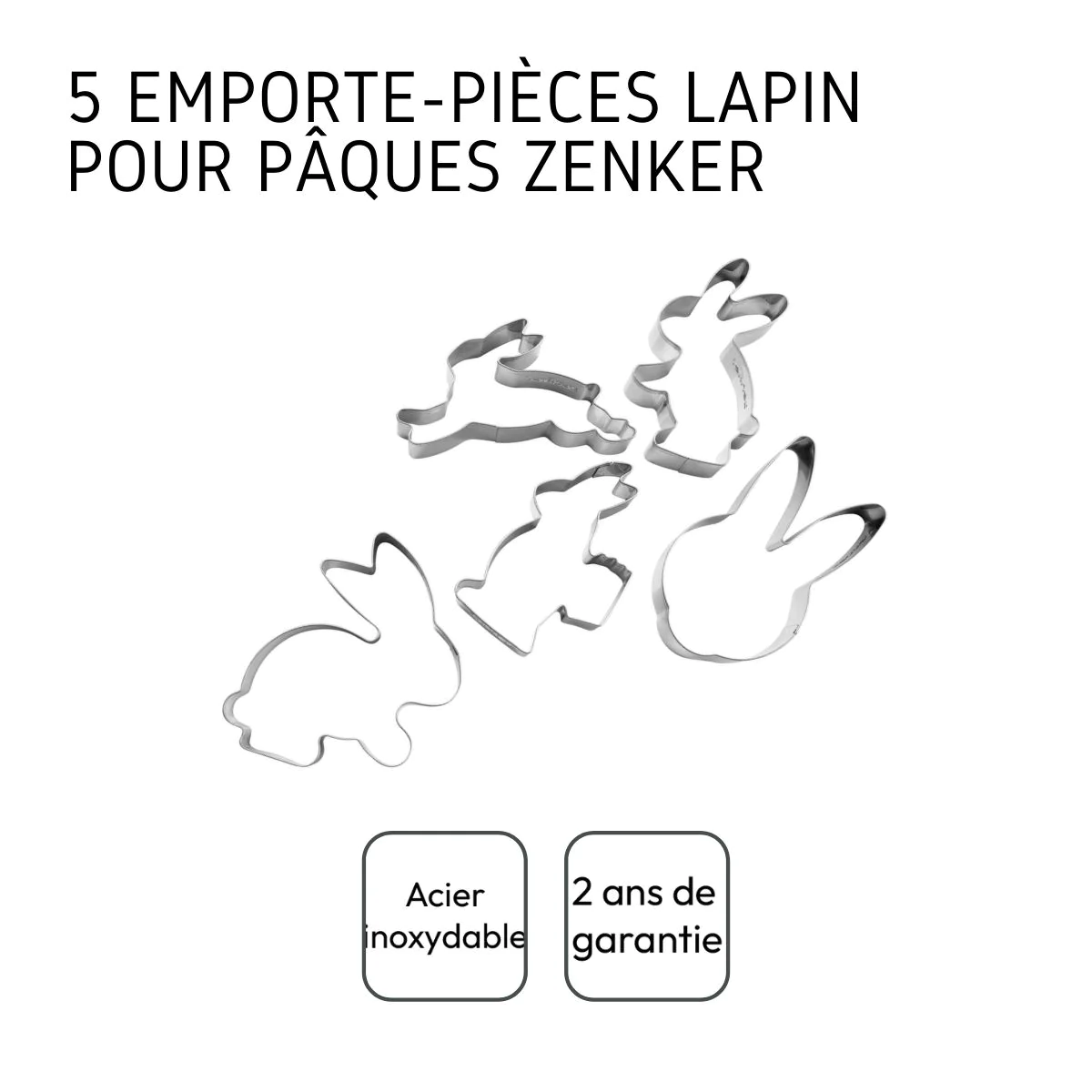 Set de 5 emporte-pièces en forme de lapin de pâques Pâques Zenker