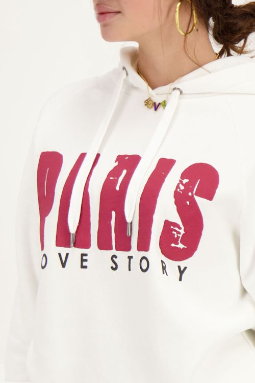 Witte hoodie Paris love story