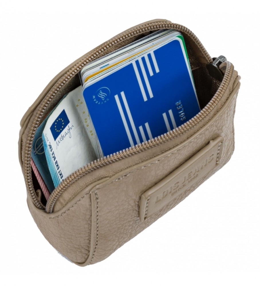 Lois Monedero de pele Calgary Bege -13x8x4,5cm-