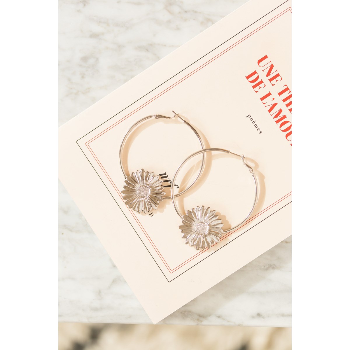 boucles d'oreilles créoles fleurs plaqué argent - MAÏA