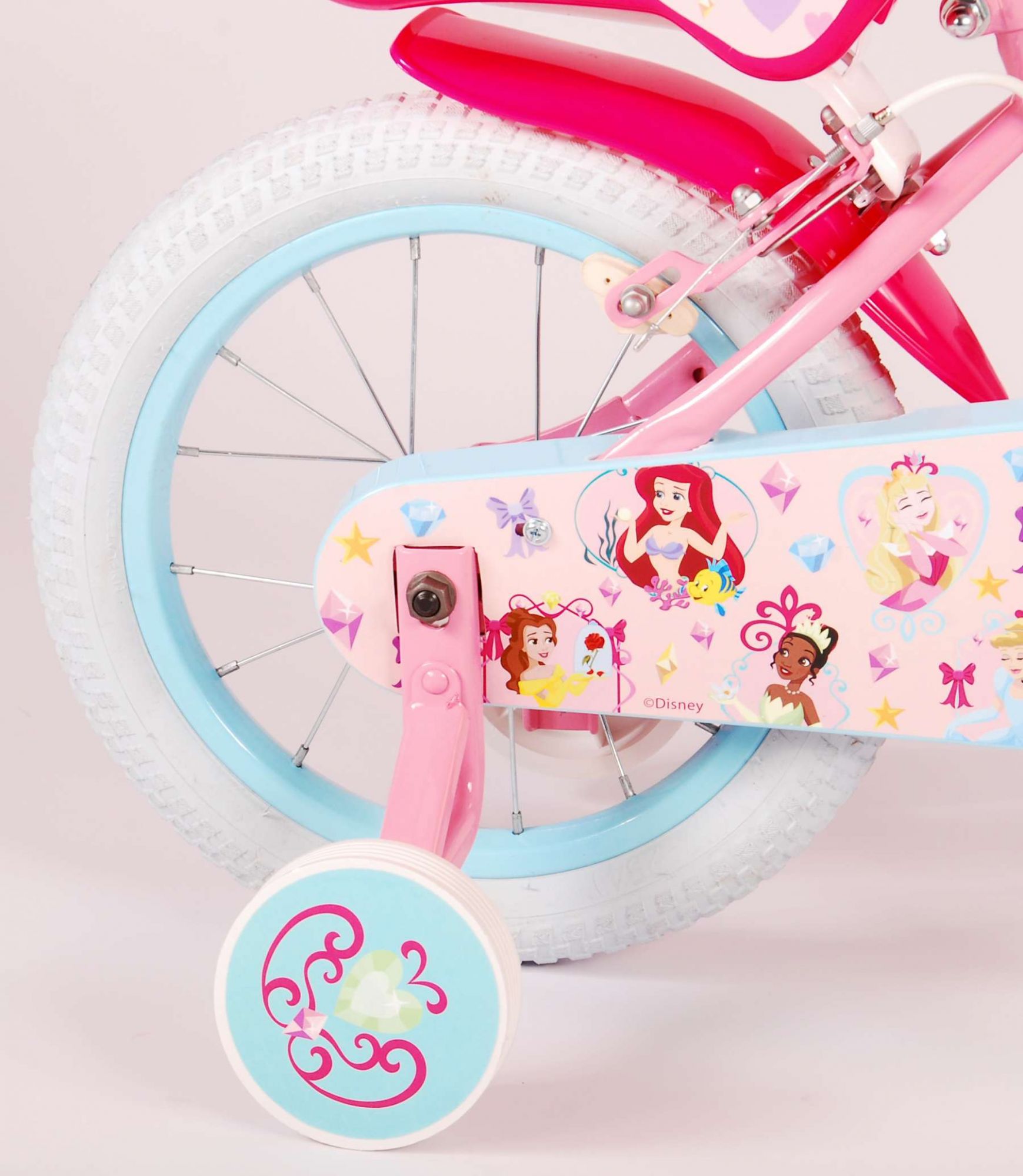 TPFSports Disney Princess Kinderfahrrad - Mädchen - 14 Zoll - Rücktritt + Handbremse - Pink