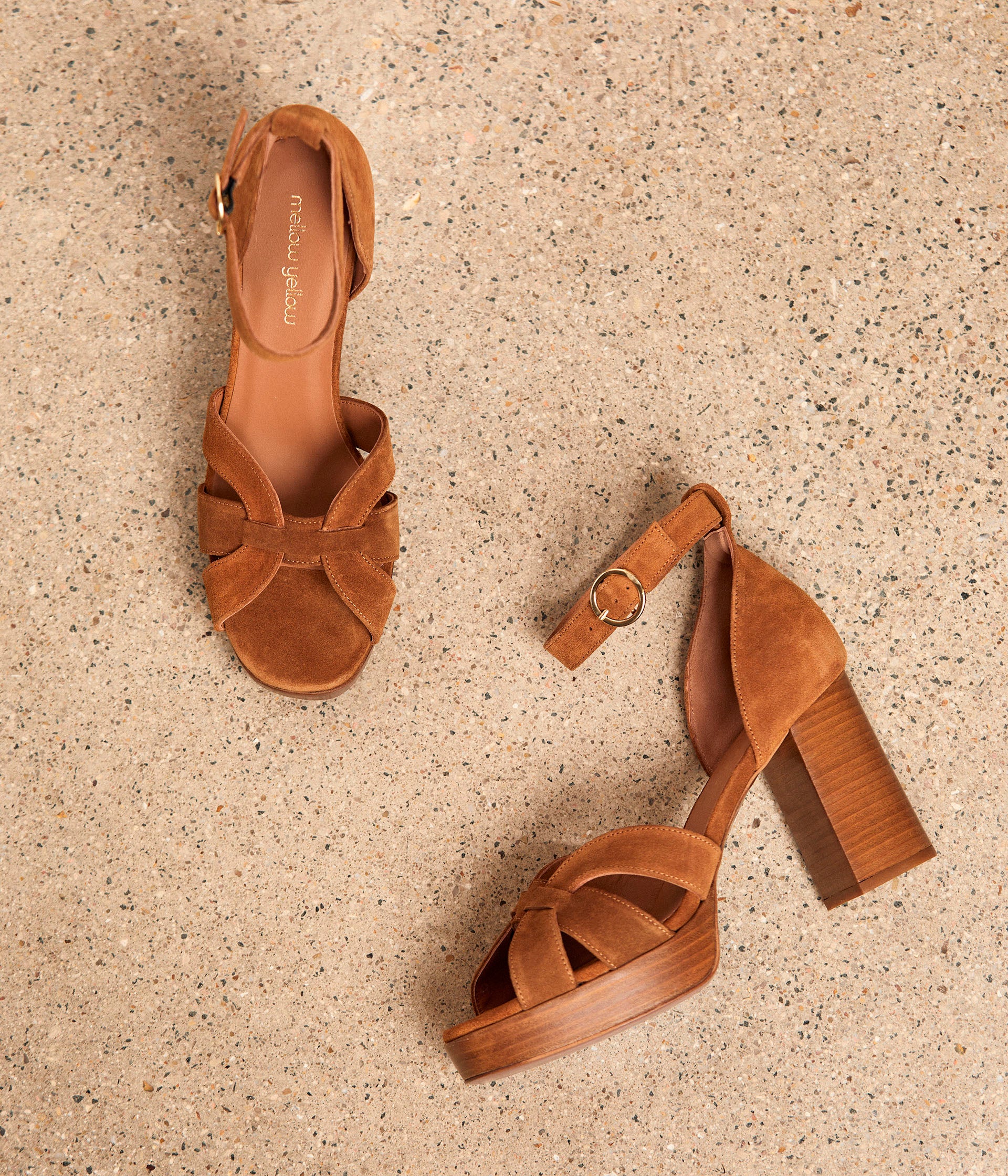 Sandales cognac velours Laura