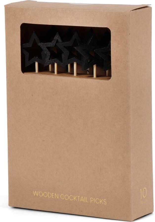 Senza cocktailprikkers Ster zwart 10 stuks