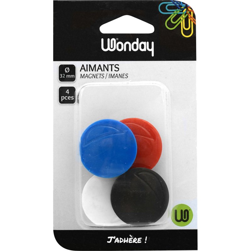 Plots magnétiques aimants assortis Ø 32 mm - Lot de 4