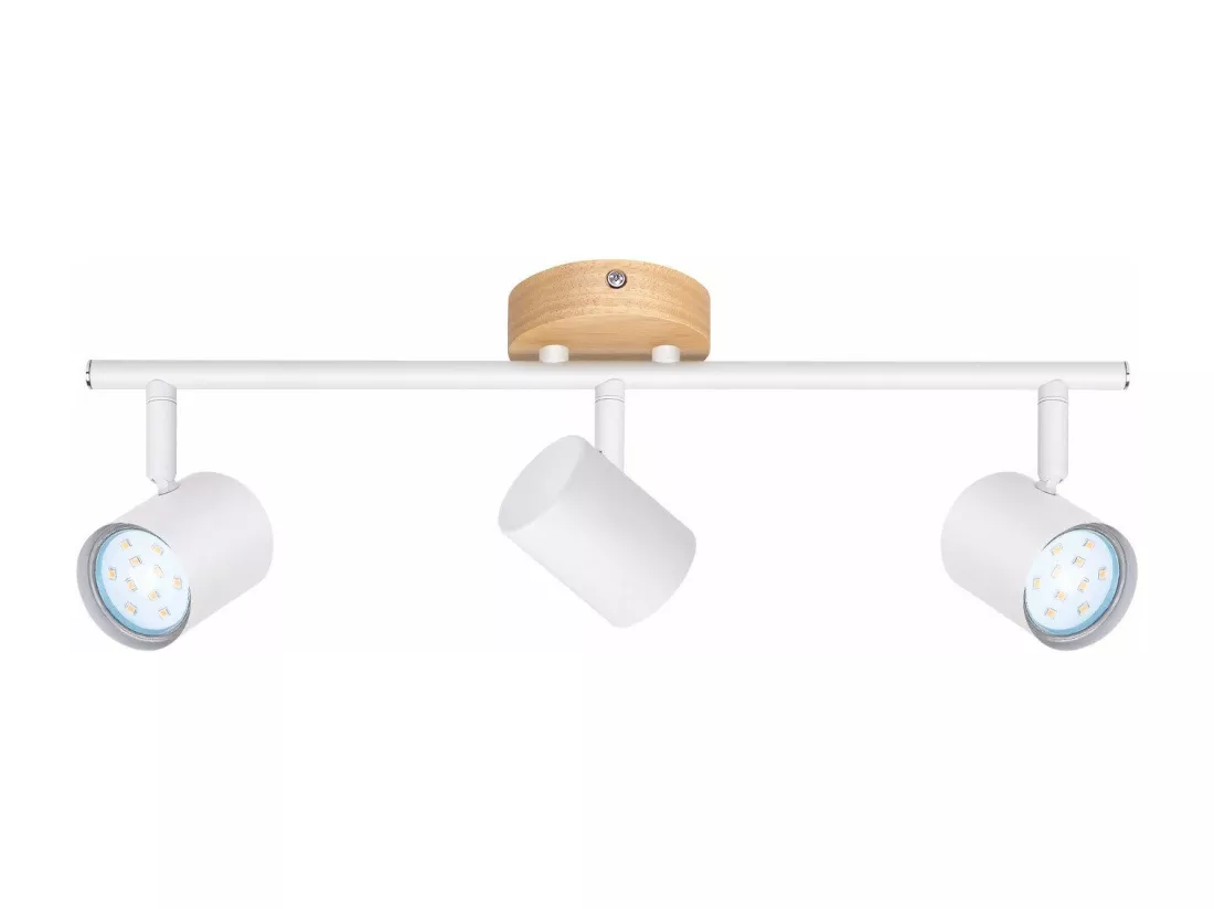 NETTLIFE Plafonnier LED 3 flamme - Blanc Plafonnier GU10 Spot pivotant Applique murale en bois Spot mural pour salon chambre Sans ampoule