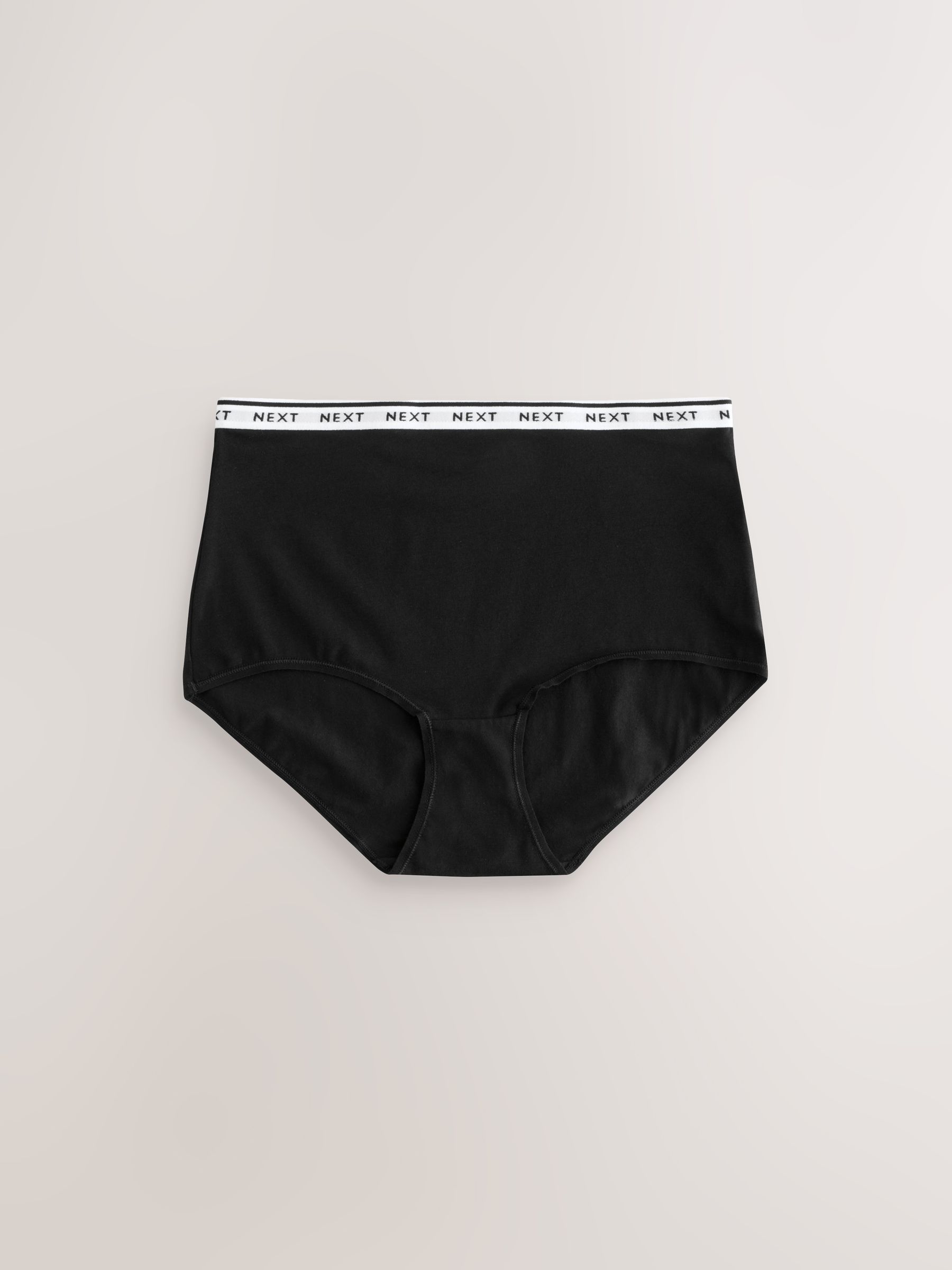 Zwart - 7 Katoenen slipjes met logotailleband