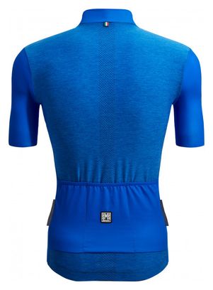 Maillot Manches Courtes Santini Colore Puro Bleu