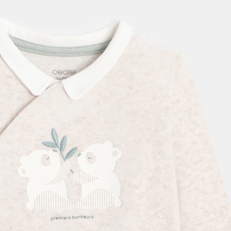 Dors-bien velours panda gris bébé mixte Beige