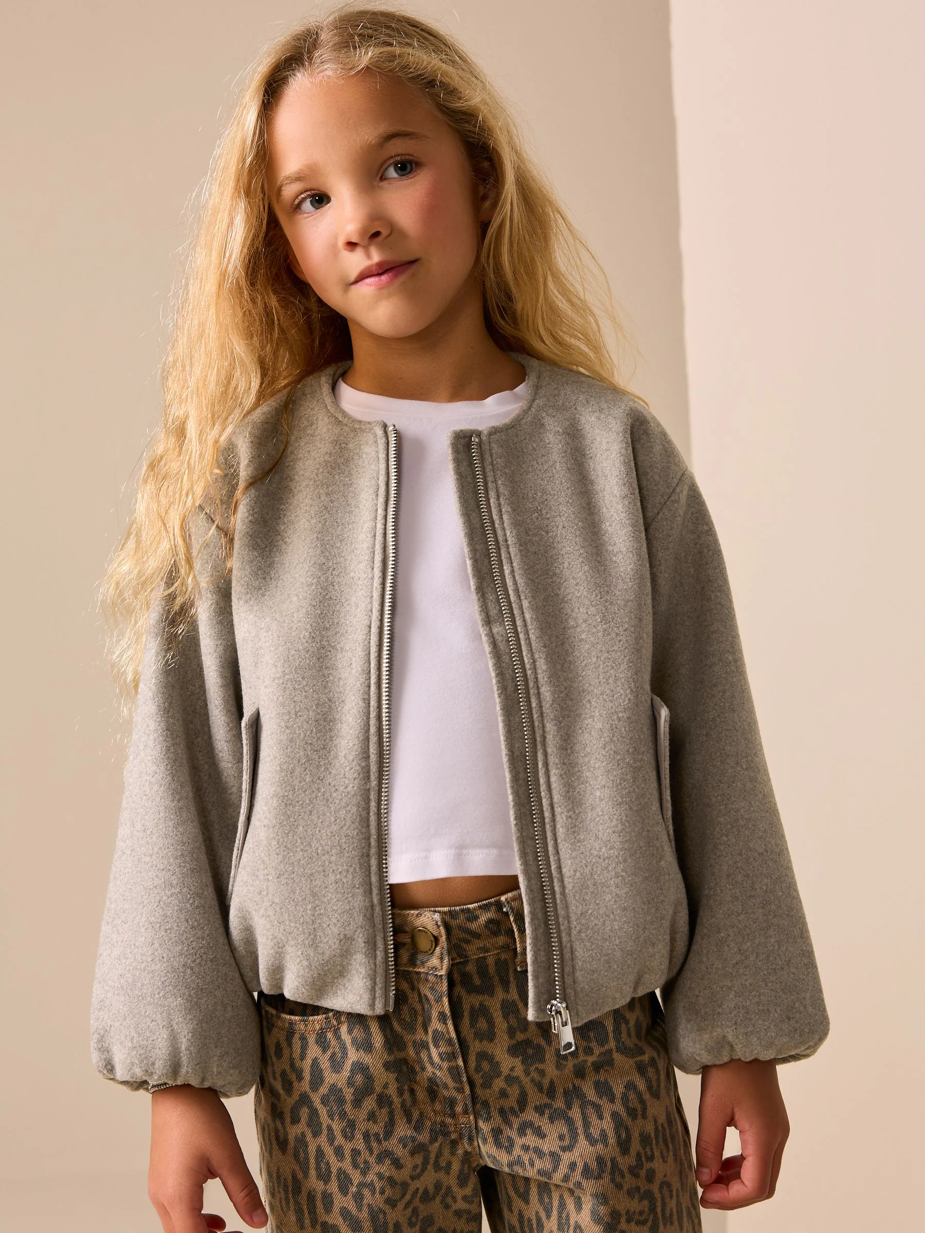 Grijs - Bubble Hem Jacket (6-14yrs)