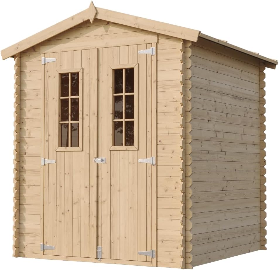 Holzhaus Gartenhaus - Gartenschuppen Holz mit Boden B196xL186xH218 cm/ 2,82 m2 - Lagerschuppen für Garten - Fahrrad Schuppen - TIMBELA M320C+M320G
