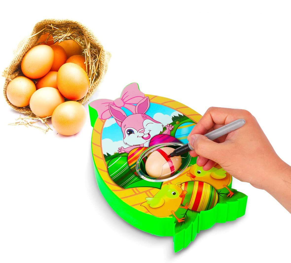(12-tlg. Set) Eier Malmaschine DIY Ostereier Mal Kit mit Spinner   Stifte (Batteriebetrieben)