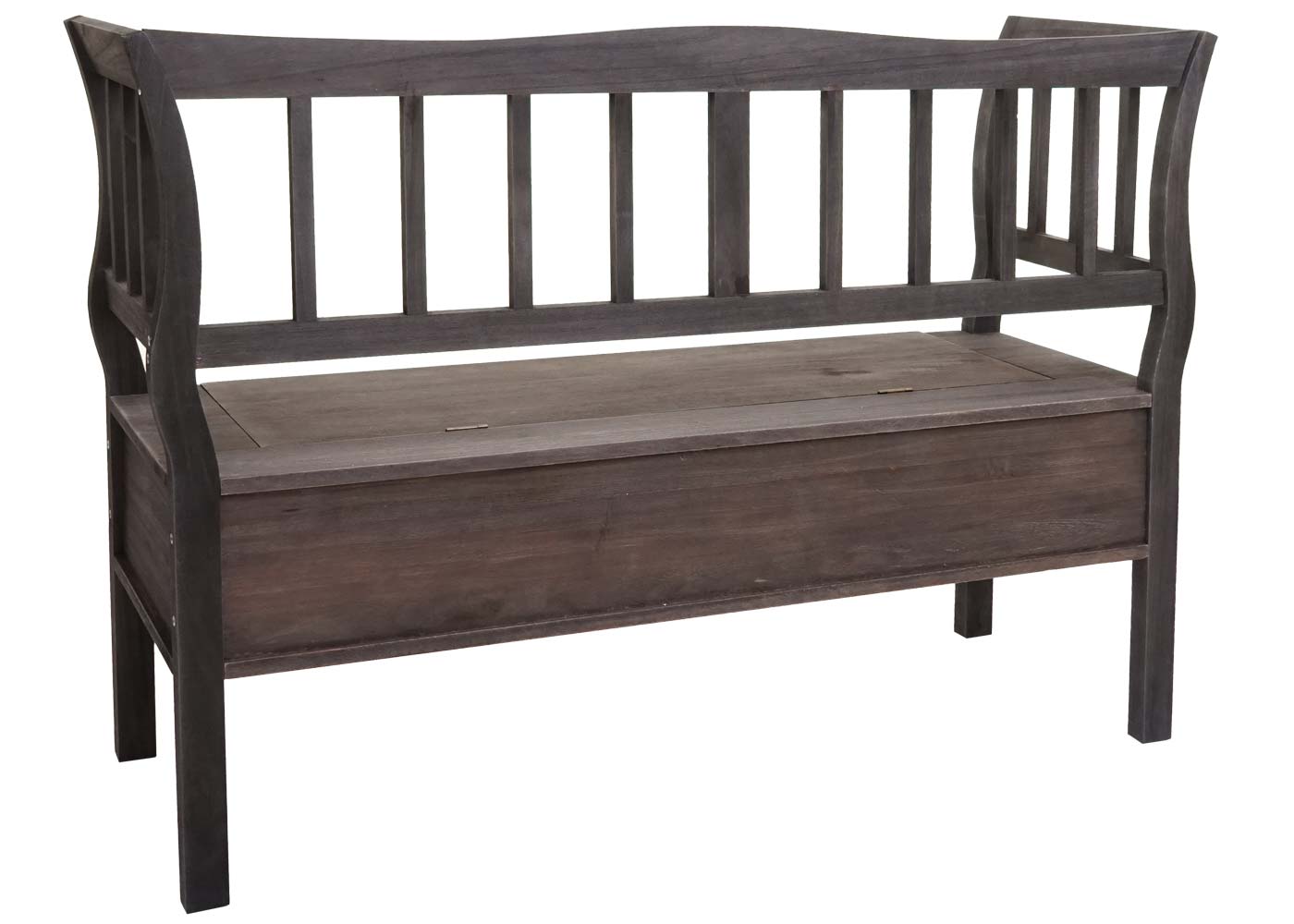 Sitzbank H207, Bank Truhenbank Holzbank Aufbewahrungstruhe, Staufach Kissen Holz 119cm ~ grau-braun, shabby