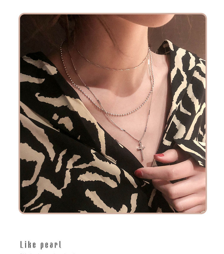 Show Mind - Kruishanger gelaagde choker ketting