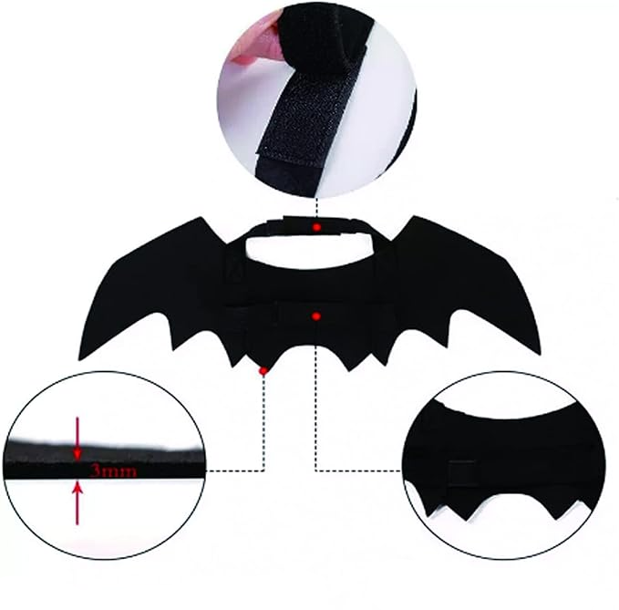 (45x18cm) Haustier Halloween Kostüm Fledermaus Flügel für Katzen - Schwarz