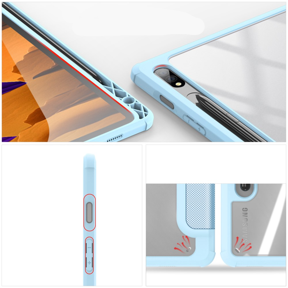 Samsung Galaxy Tab S8 / Tab S7 Leder Tasche Smart Cover Schutzhülle   S-Pen Halter - Hellblau