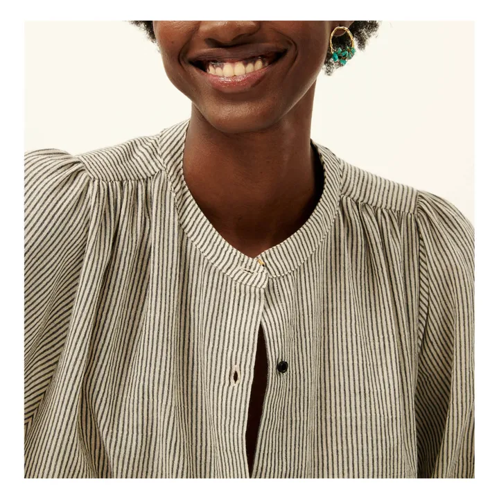 Sessùn Robe Mercadel Rayures Coton Bio | Noir