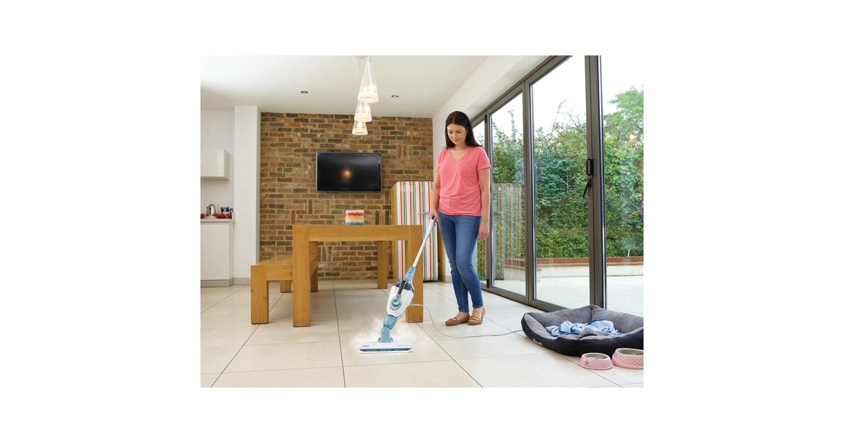 BLACK+DECKERFSMH1321 1600W Steam-mop met 6 accessoires stoomreiniger  (Wit/blauwgrijs)