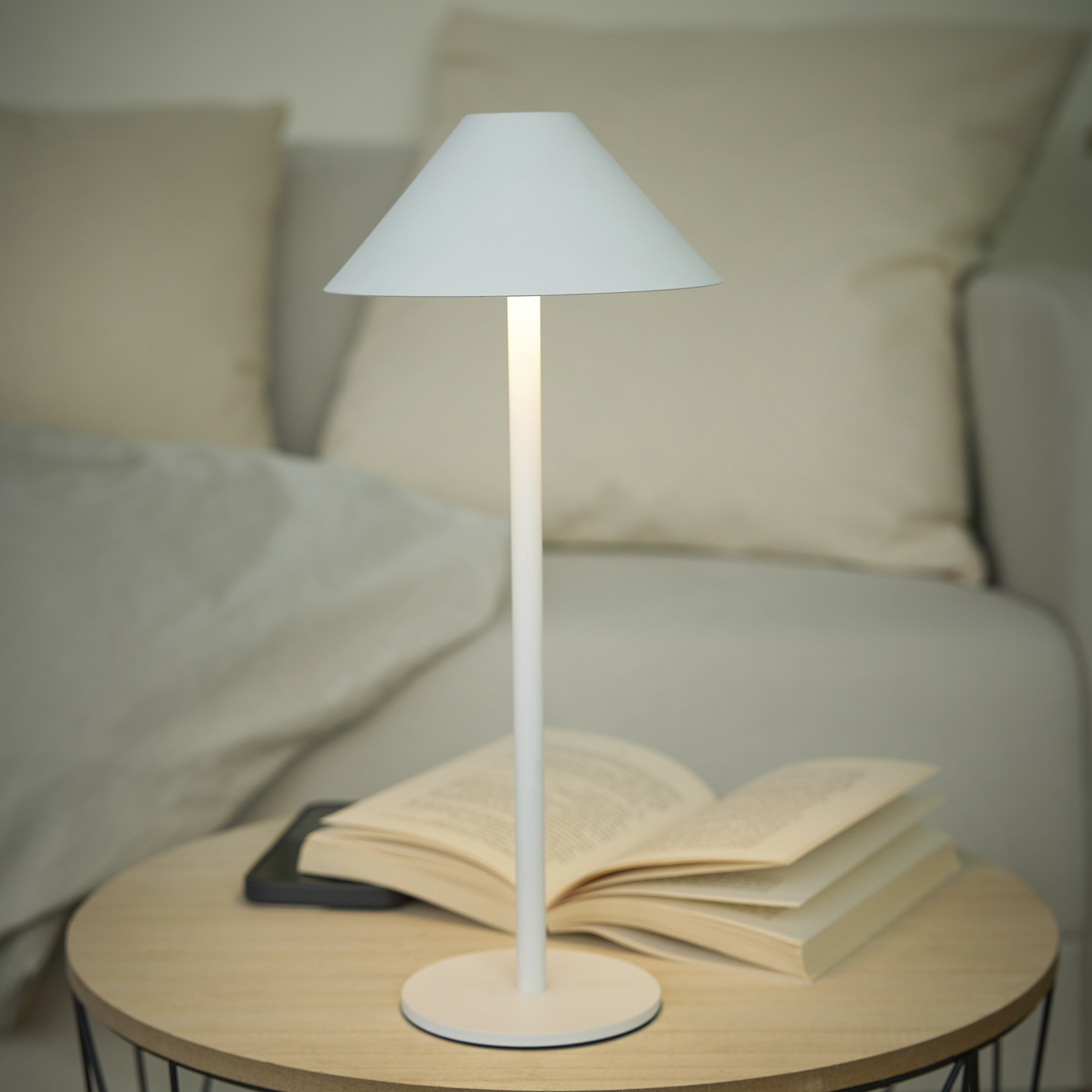 LED-Tischlampe Schirm, weiß, 34 cm