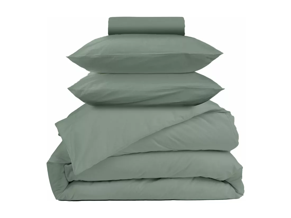Parure - Draps Housse 140x200cm, Housse de couette 220x240cm, Taie d'Oreillers 50x70cm - Vert