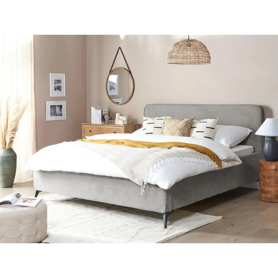 VALOGNES - Tweepersoonsbed - Lichtgrijs - 180 x 200 cm - Corduroy