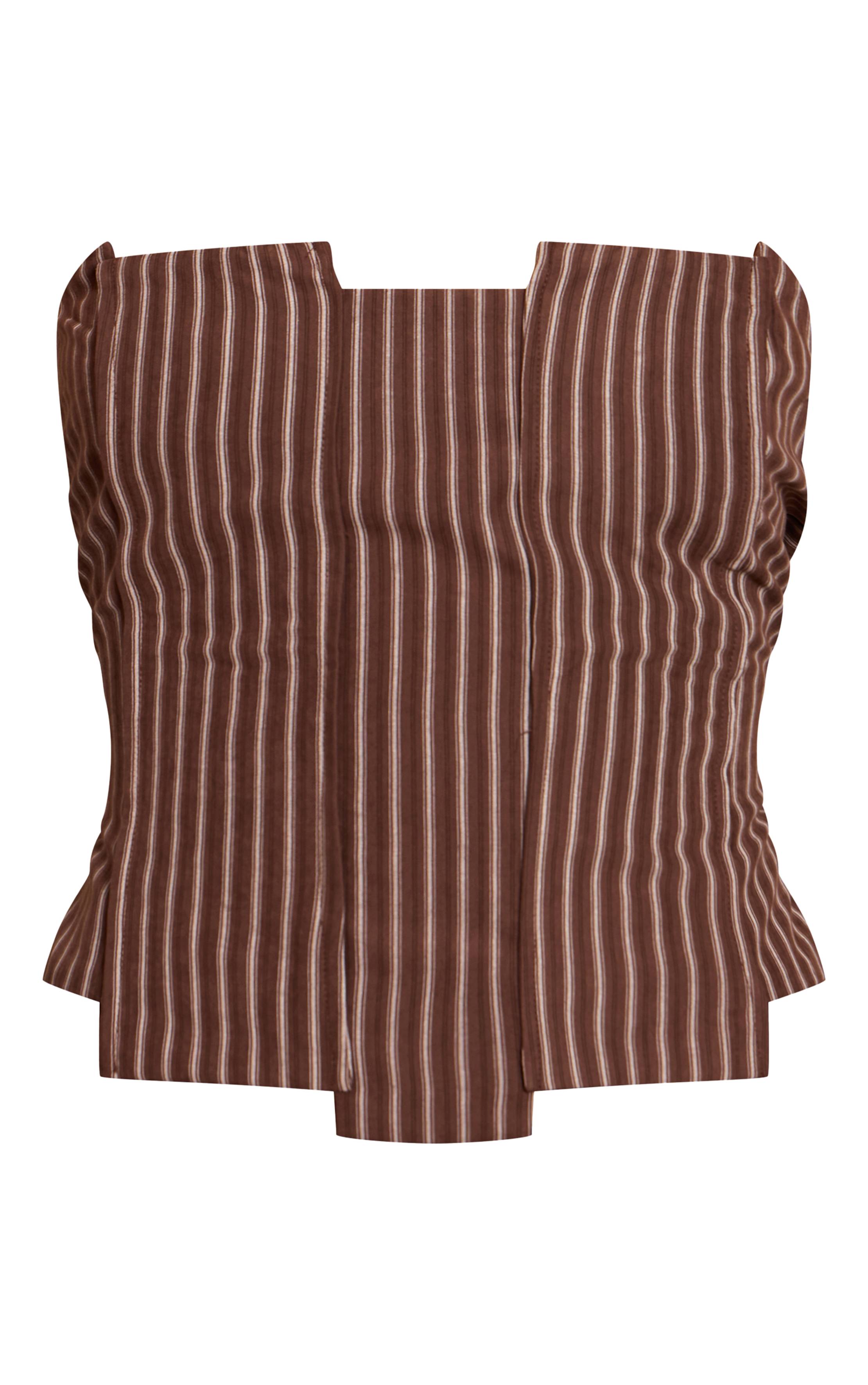 Chocolat Corset Rayé En Peau De Pêche