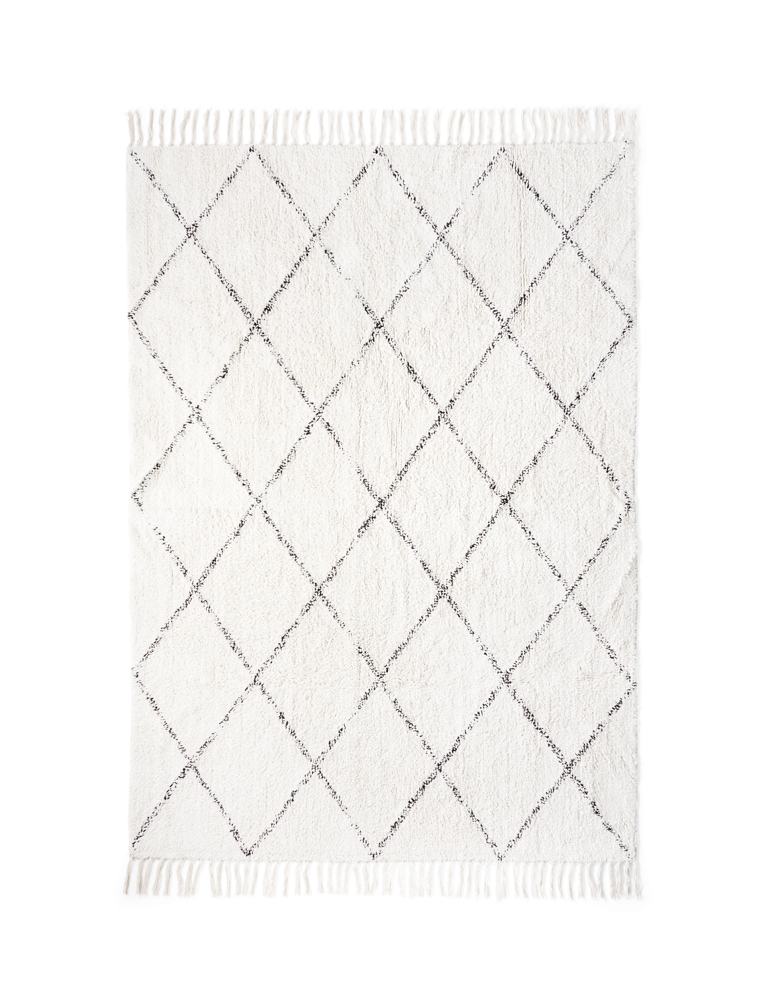 Gulvtæppe | Bomuld. 190 x 135 cm. | Off White, Black