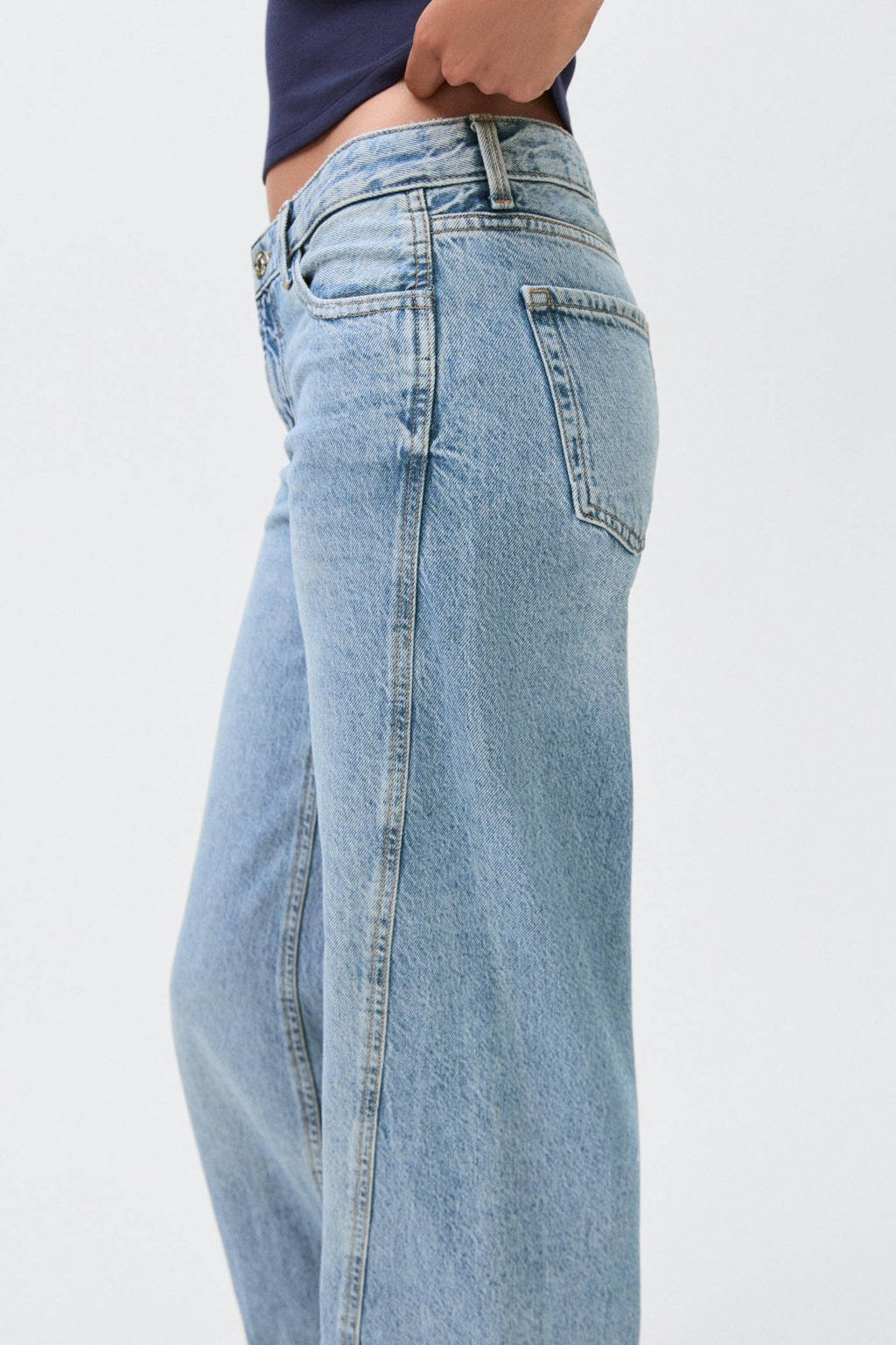 MANGO TEEN low waist wide leg jeans light blue denim
